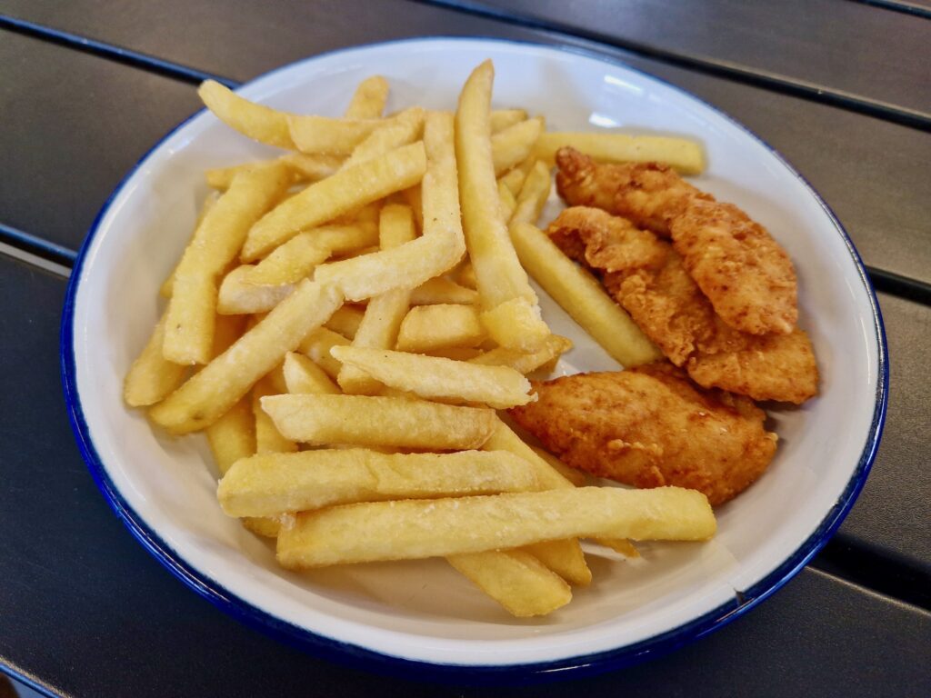 Children's chicken tenders and chips