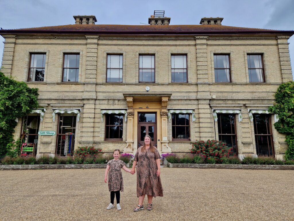 A 37 year old woman, and 7 year old girl, tood outside Thrigby Hall in tiger print dresses