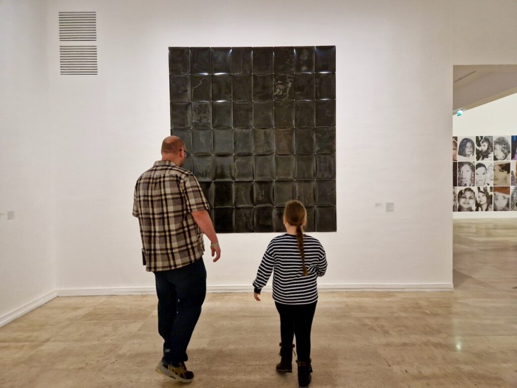 John and Erin looking at art at the Paris Museum of Modern Art