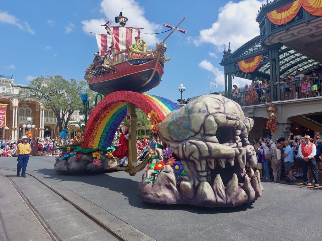 Captain Hook's float at the Magic Kingdom parade