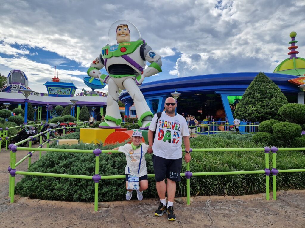 John and Erin in Toy Story Land at Hollywood Studios