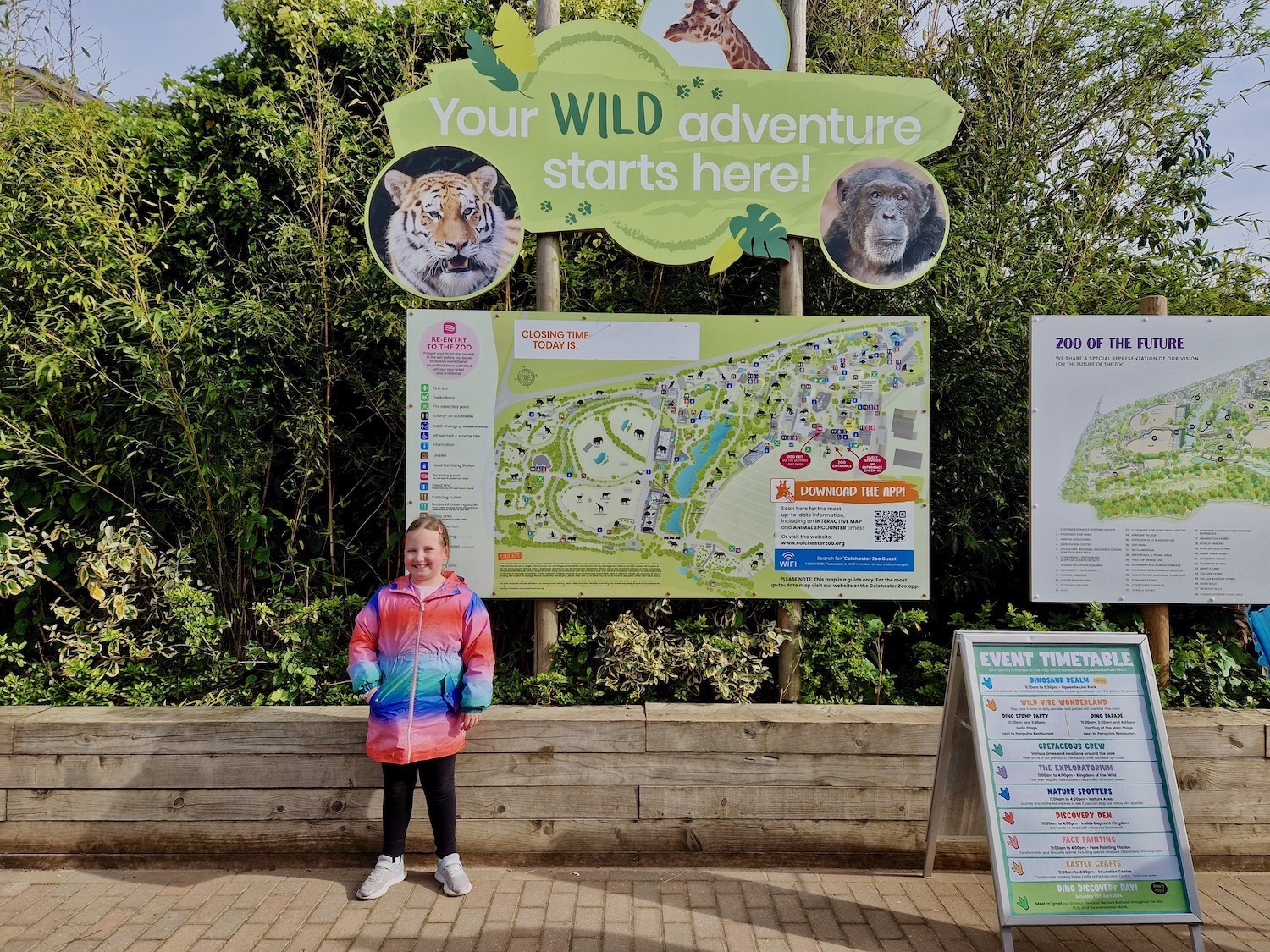 Erin stood near the map at Colchester Zoo