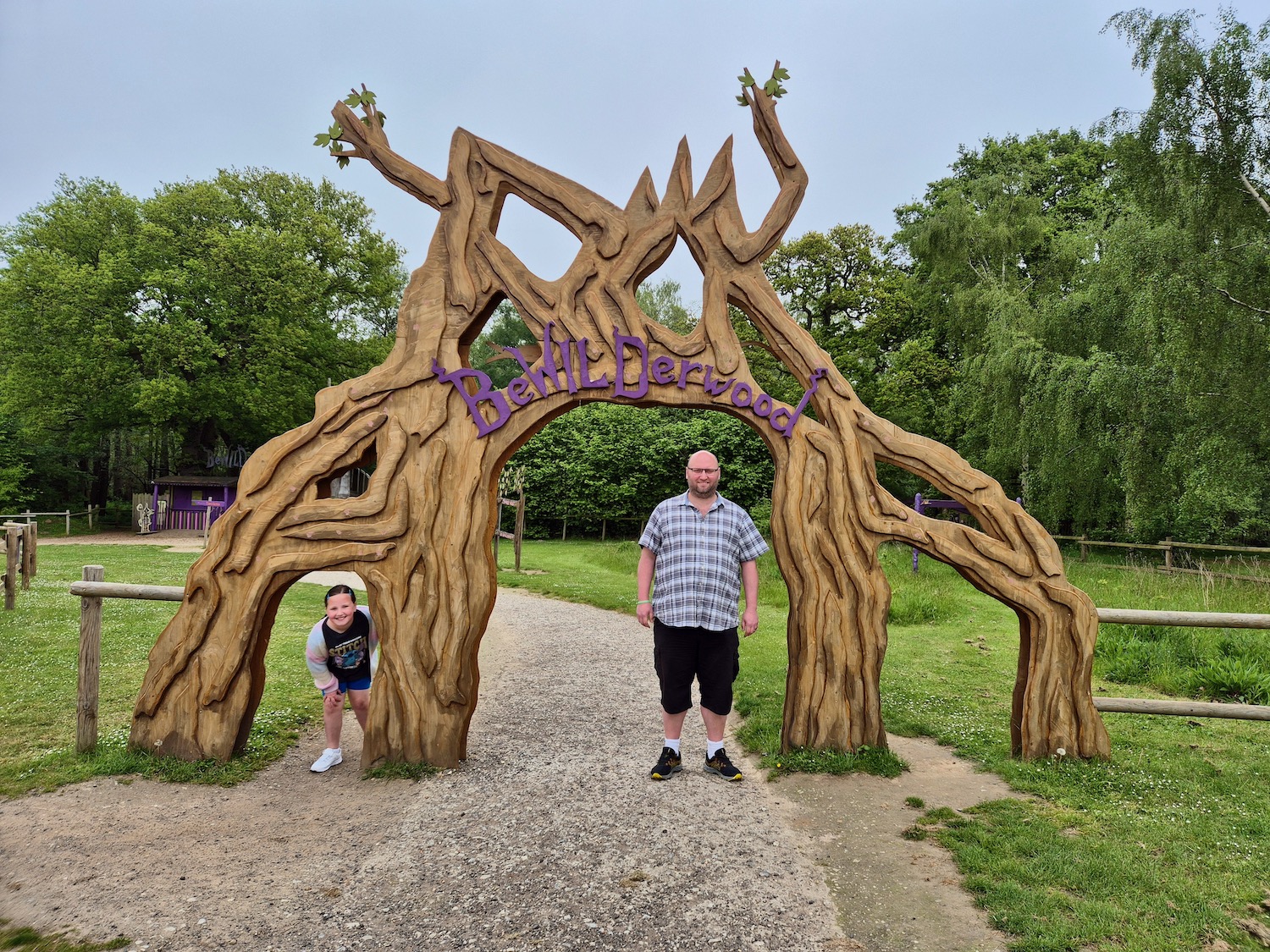 John and Erin at the Bewilderwood entrance