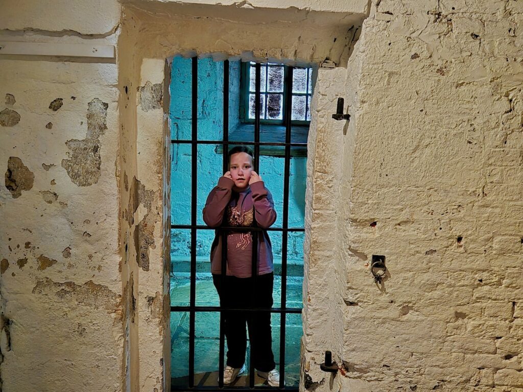 Erin in a cell at York Castle Prison