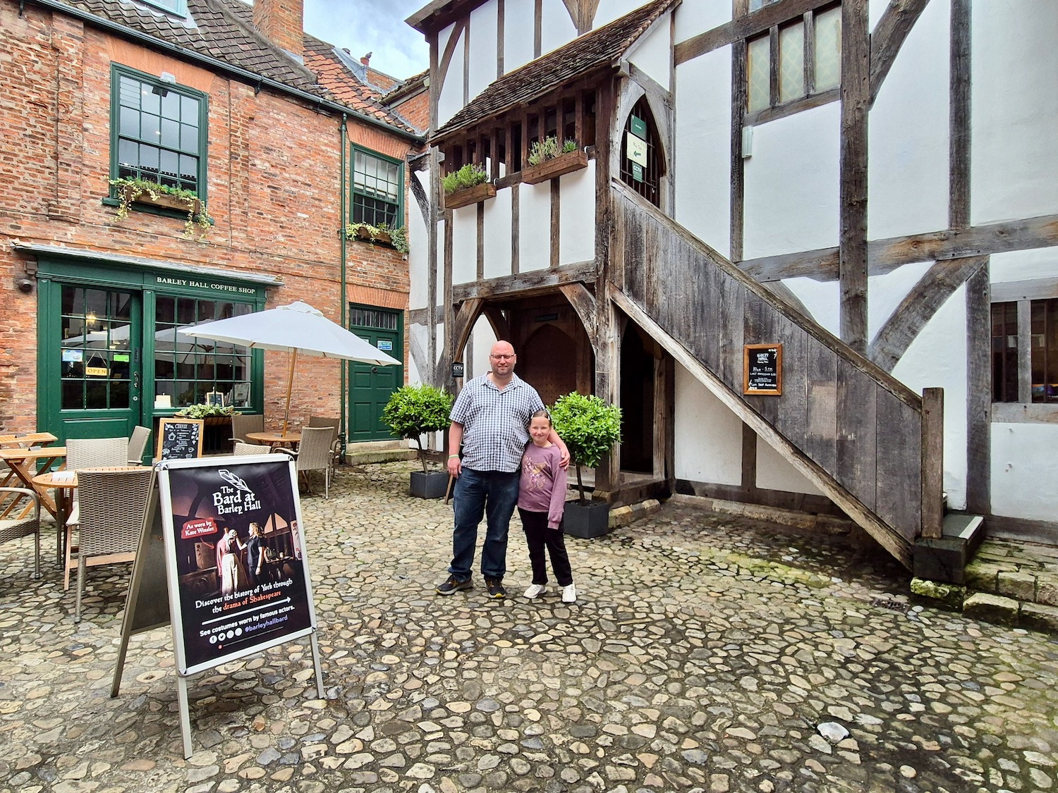 John and Erin outside Barley Hall York