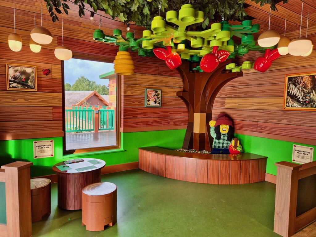 Lego play area at the Clubhouse at Legoland's Woodland Village