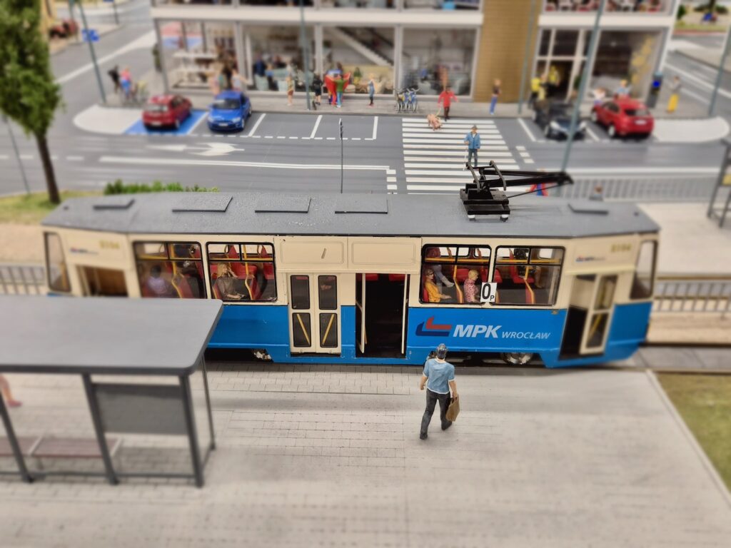 Miniature tram stop at Kolejkowo in Wrocław